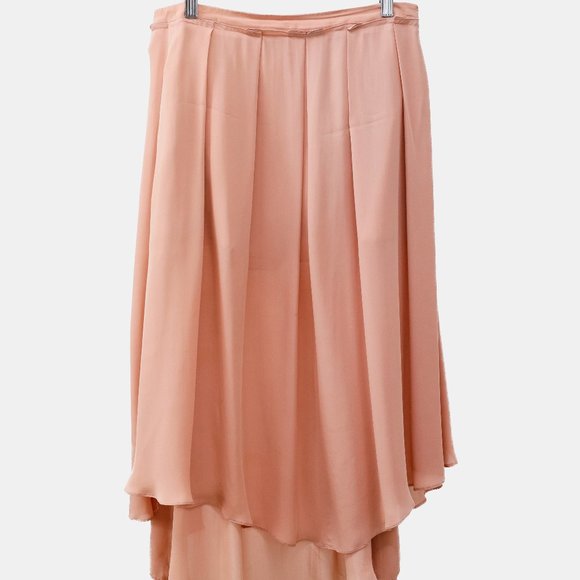 Cacharel Blush Pink Pleated Silk Midi Skirt